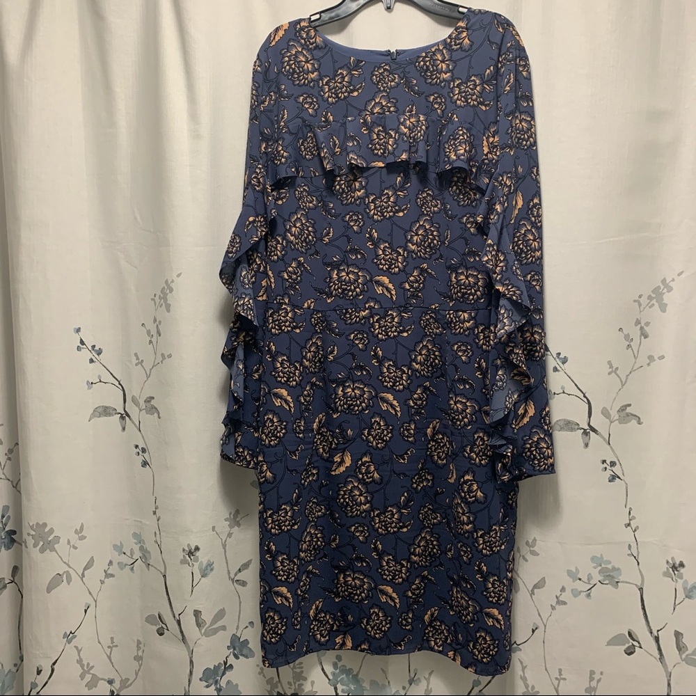 Banana Republic Blue and Tan Floral Dress